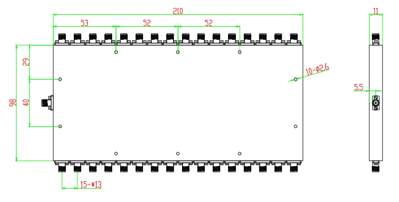 32-канальный делитель мощности-t